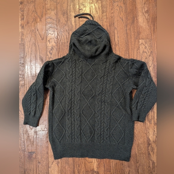 Blarney Woolen Mills Aran hooded Merino Wool Sweater, Green Women's Size L - Picture 3 of 16